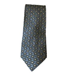 XMI Nordstrom Men's 100% Silk Necktie Vtg USA Designer Geometric Gray Silver